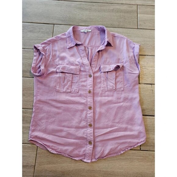 Love Tree Lavender Button Up Short Sleeve Blouse Women's S - Picture 1 of 4